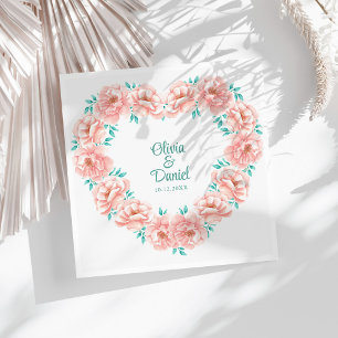 Peach and Turquoise Floral Wedding  Napkin