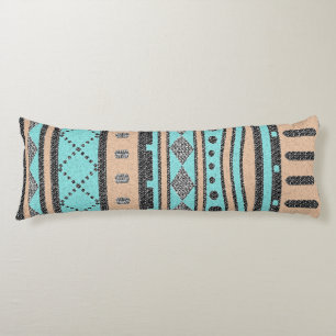 Peach And Turquoise Tribal Pattern Body Cushion