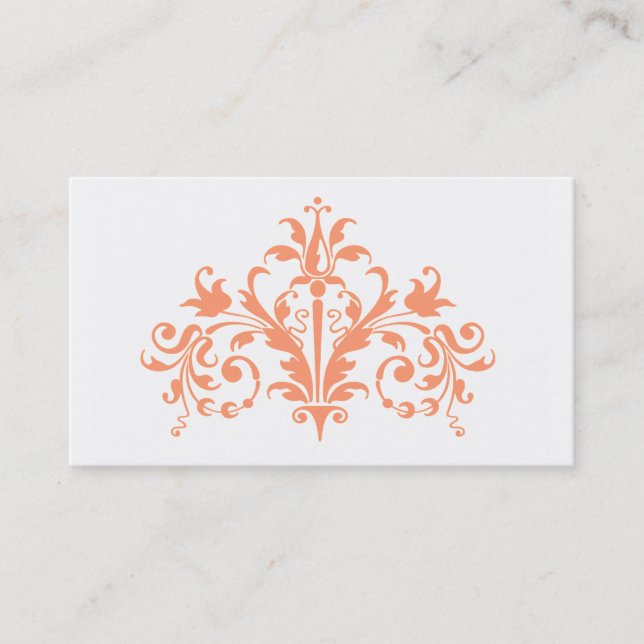 Peach and White Baroque Business Card (Front)