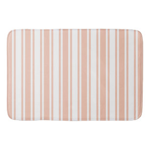 Peach and white candy stripes bath mat