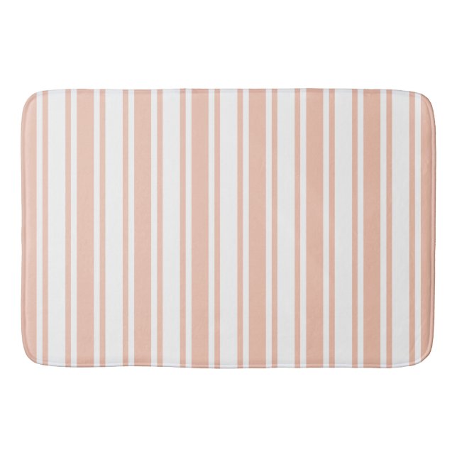 Peach and white candy stripes bath mat (Front)