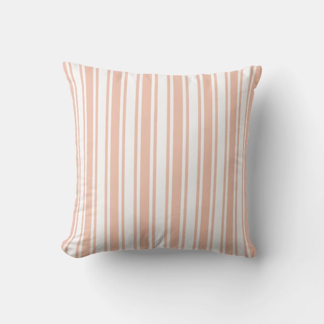 Peach and white candy stripes cushion (Front)