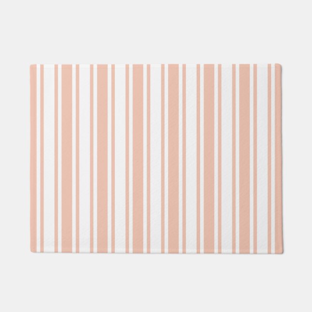 Peach and white candy stripes doormat (Front)