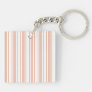 Peach and white candy stripes key ring
