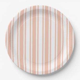 Peach and white candy stripes paper plate