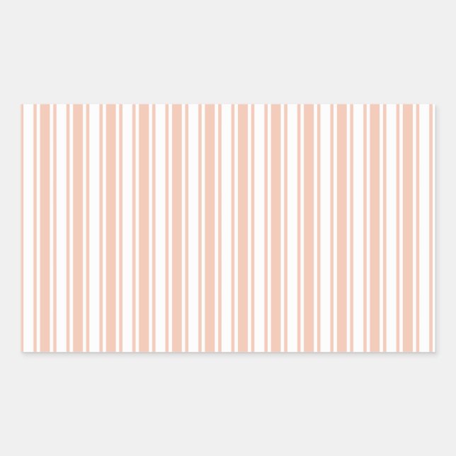 Peach and white candy stripes rectangular sticker (Front)