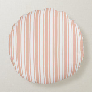 Peach and white candy stripes round cushion