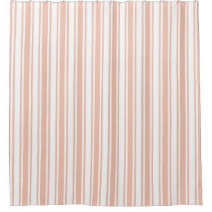Peach and white candy stripes shower curtain