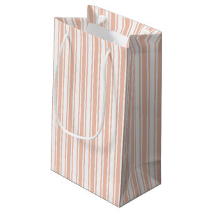 Peach and white candy stripes small gift bag