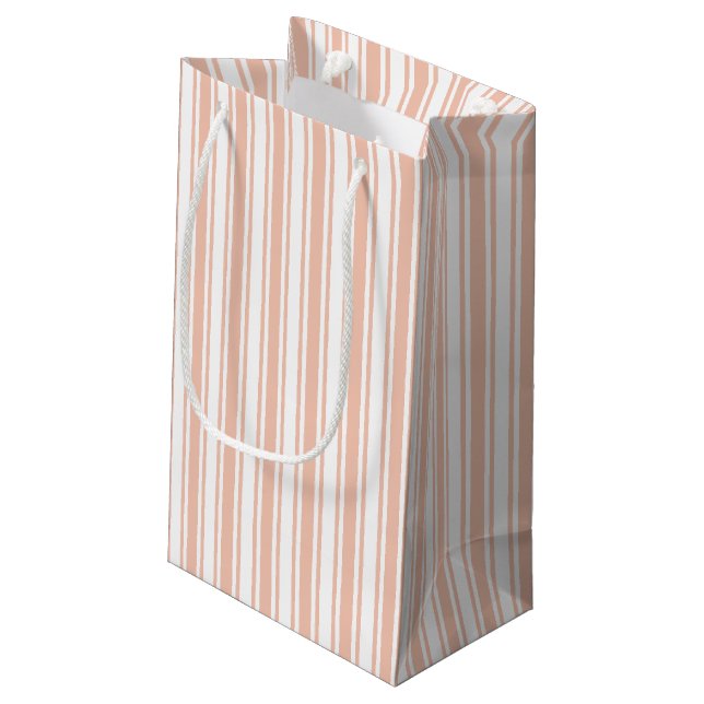 Peach and white candy stripes small gift bag (Back Angled)