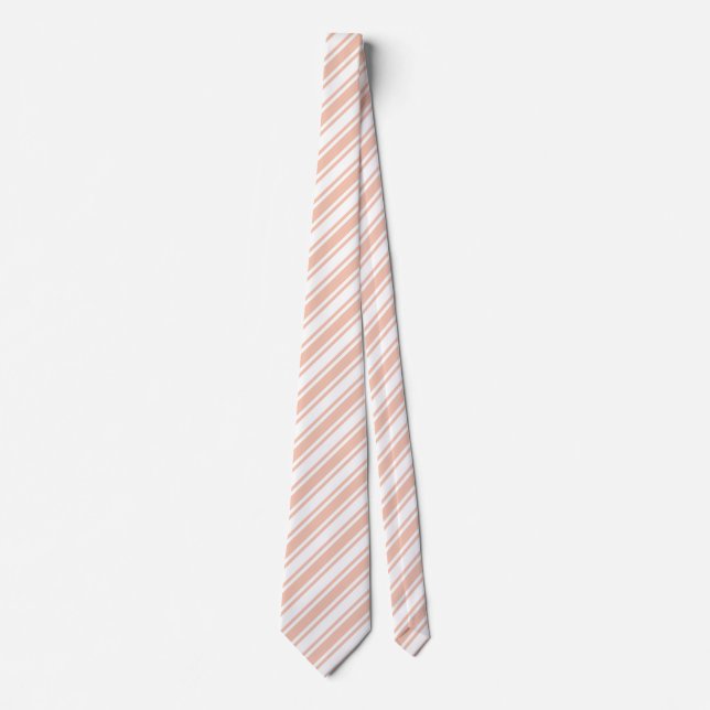 Peach and white candy stripes tie (Front)