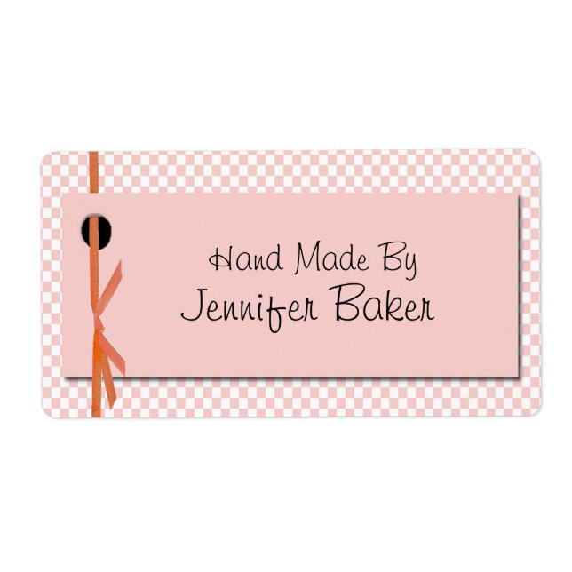 Peach and White Chequered Package Labels (Front)