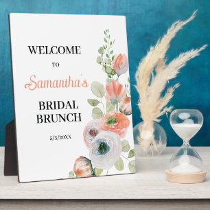 Peach and White Floral Bridal  Brunch Welcome  Plaque