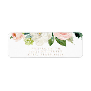 Peach and White Floral Return Address Labels
