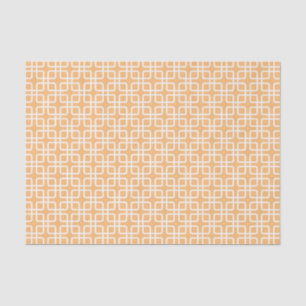 Peach and White Geometric Squares Tissue Paper