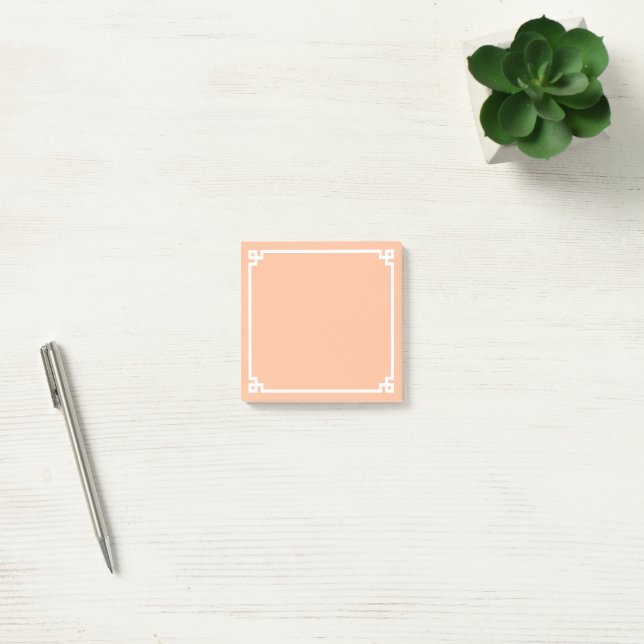 Peach and White Greek Key Border Post-it Notes (Office)