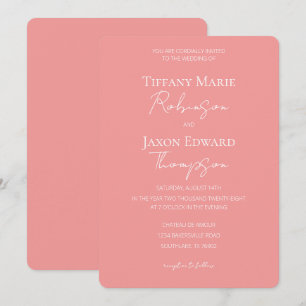 Peach and White Minimalist Elegance Wedding Invitation