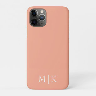 Peach and White Modern Monogram iPhone 11 Pro Case
