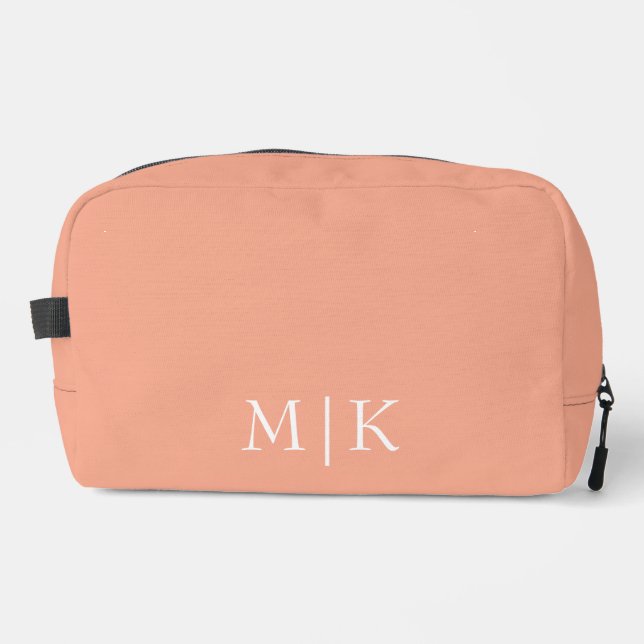 Peach and White | Modern Monogram Dopp Kit (Front)