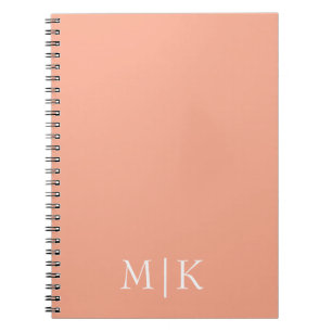Peach and White Modern Monogram Notebook