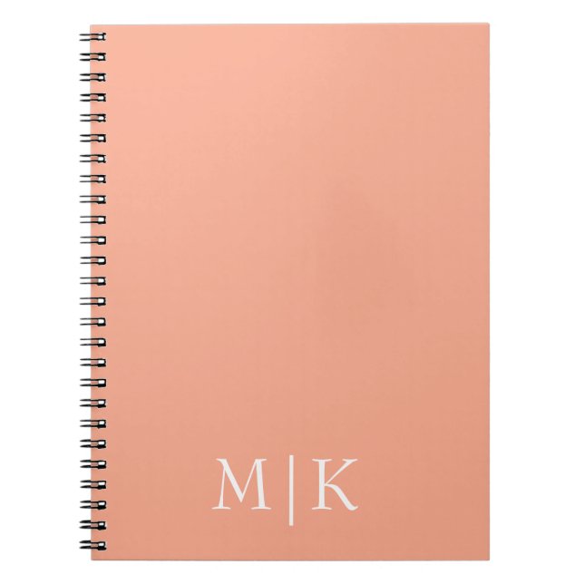 Peach and White | Modern Monogram Notebook (Front)