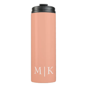 Peach and White   Modern Monogram Thermal Tumbler