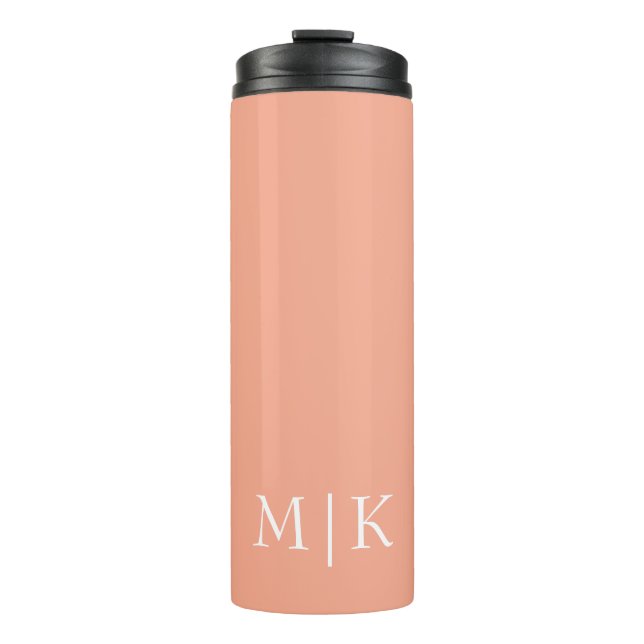 Peach and White | Modern Monogram Thermal Tumbler (Front)