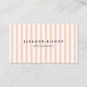 Peach and White Pinstripes Pattern Modern Business Card