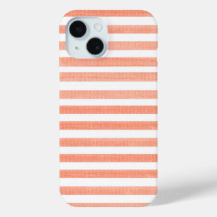 Peach and White Stripe iPhone 15 Case