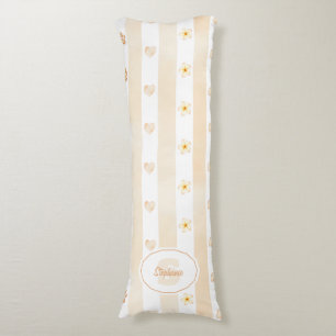 Peach and White Stripe - Hearts, Flower, Paw Print Body Cushion