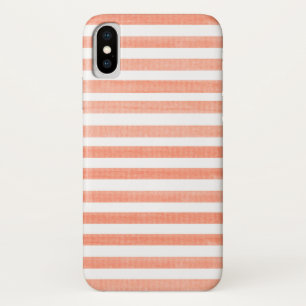 Peach and White Stripe iPhone X Case