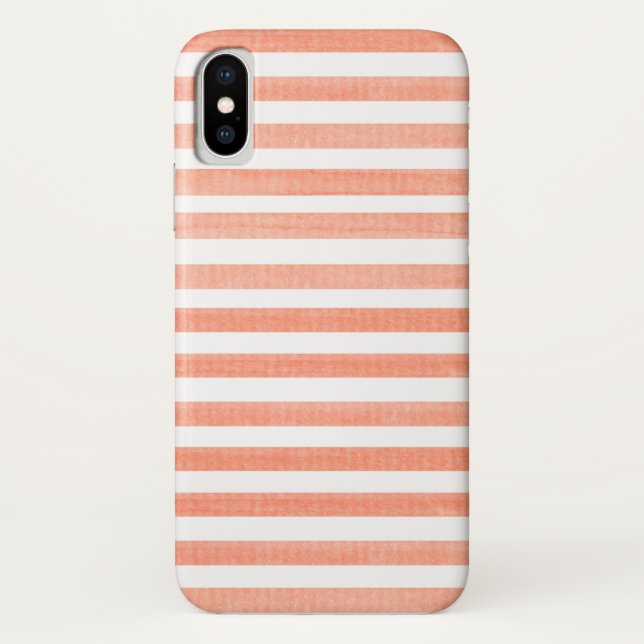 Peach and White Stripe iPhone X Case (Back)