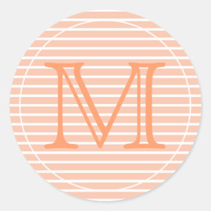 Peach and White Stripes Classic Round Sticker