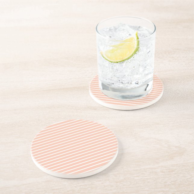 Peach and White Stripes Coaster (Side)