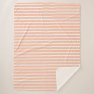 Peach and White Stripes Sherpa Blanket
