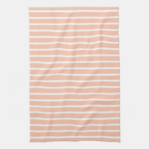 Peach and White Stripes Tea Towel