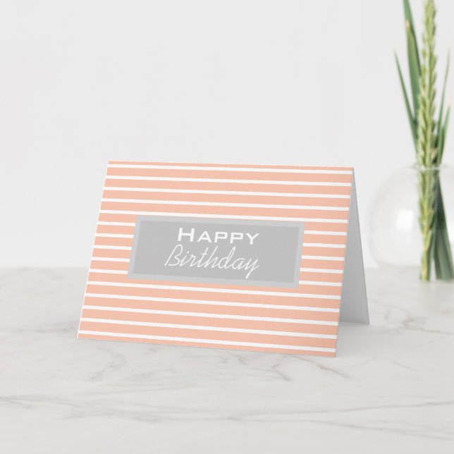 Peach and White Stripes Thank You Card (Front)