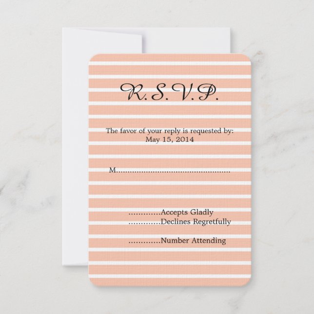 Peach and White Stripes Wedding RSVP (Front)
