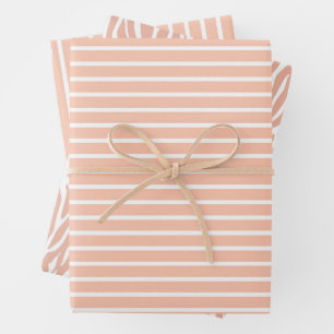 Peach and White Stripes Wrapping Paper Sheet