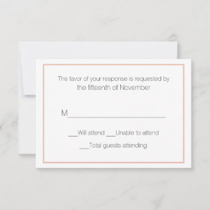 Peach and White Wedding Response Card