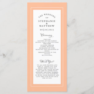 Peach and White Wedding Service Ceremony Elegant Programme