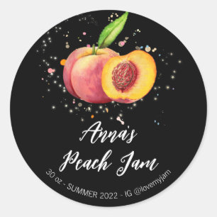 *~* Peach AP30 Homemade Jam Jelly Preserves Classic Round Sticker
