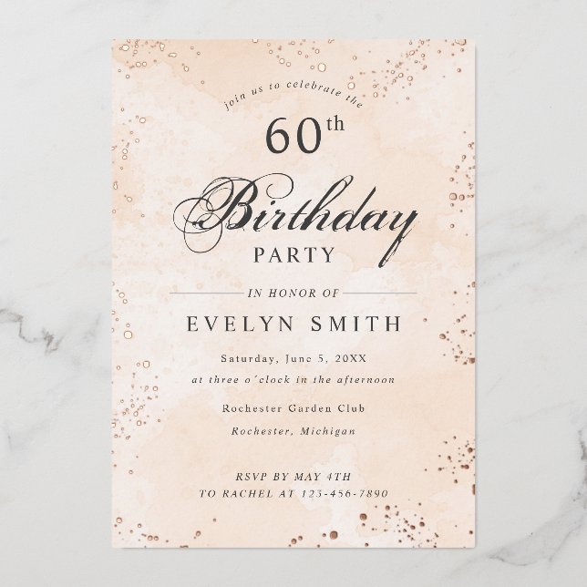 Peach apricot 60th birthday party rose gold (Front)