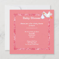 Peach Apricot Marble Silver baby shower stork