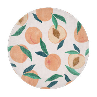 Peach Apricot: Tropical Seamless Pattern. Cutting Board