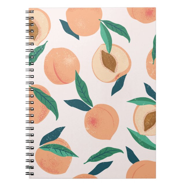 Peach Apricot: Tropical Seamless Pattern. Notebook (Front)