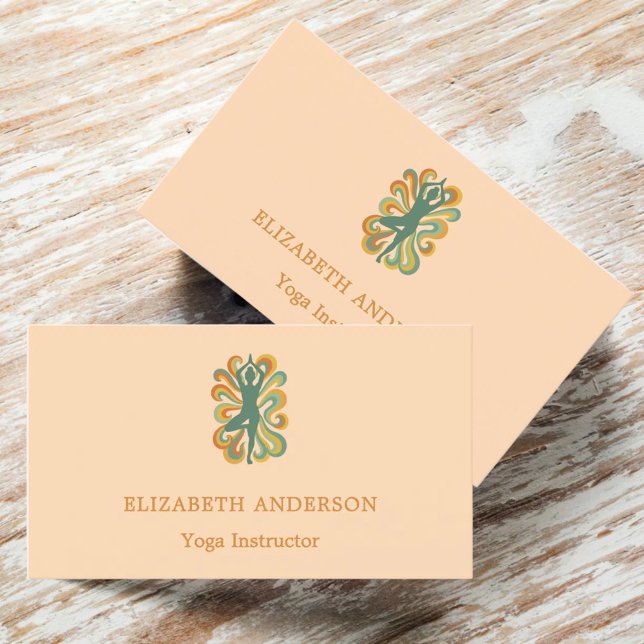 Peach apricot Yoga pose Instructor Business Card (Creator Uploaded)