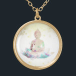 *~* Peach Aqua Buddha AP33 Floral Lotus Gold Plated Necklace<br><div class="desc">(( search id AP33 for similar designs )) Simple and Minimal Abstract Boho Zen Watercolor soft with GOLD areas. There are options in shape and metal plating colours in Silver Plate and Gold Plate. * Energetically Enhanced Bohemian Botanical Garland / Bouquet Floral / Flowers Pastel Modern Popular softly Colourful Zen...</div>