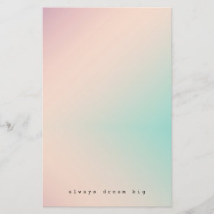 Peach Aqua Tie Dye inspirational dream quote Stationery