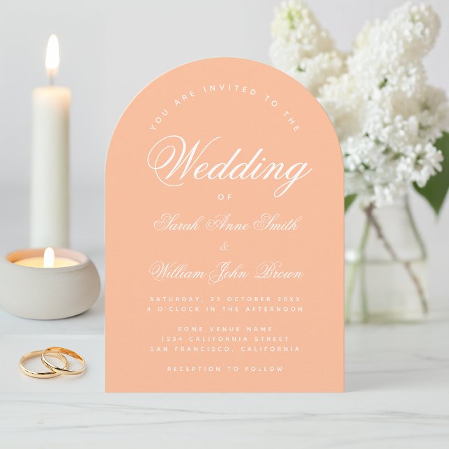 Peach Arch Wedding Simple Modern Elegant Script Invitation (Creator Uploaded)